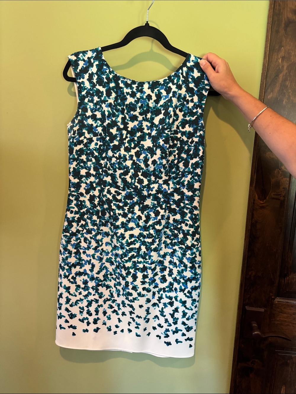 Sleeveless White Dress with Teal Floral Print